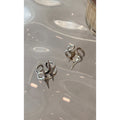 Silver Four Point Star Open Ring Abstract Dual Band view 4