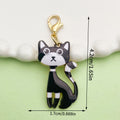 Colorful Patterned Cat Metal Charms With Lobster Clasps, 7 Styles view 6
