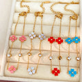 Gold Cable Chain Enamel Flower Bracelet Four Colorways view 2