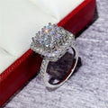 Square Tiered Cluster Crystal Ring in Polished Metal view 4