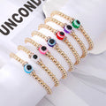 Gold Tone Beaded Colorful Evil Eye Stretch Bracelets view 1