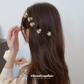 Champagne Clear Flower Mini Hair Claw With Crystal Center view 3