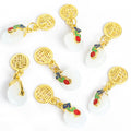 Jade Look Safety Buckle and Gourd Dangle Charm Pendants view 8
