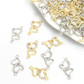 Rhinestone Double Heart Two Loop Connector Charms in Two Finishes view 1