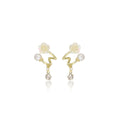 Gold Rose Pearl Look Clear Drop No Piercing Clip Earrings view 5