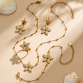 Five Petal Zircon Flower Necklace Bracelet Earring Ring Set view 1