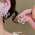 Pastel Open Flower Stud Earrings Fashion Jewelry Collection view 3