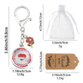 Valentines Day Disc Keychain Rose Charm Lobster Clasp view 2