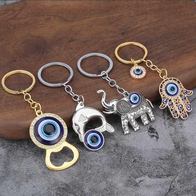 Evil Eye Hamsa Hand Zinc Alloy Keychain and Bottle Opener