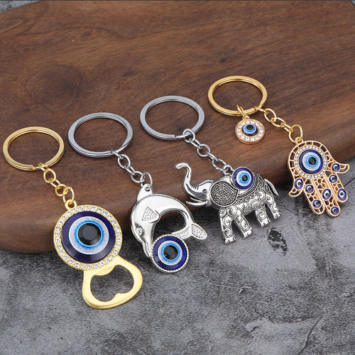 Evil Eye Hamsa Hand Zinc Alloy Keychain and Bottle Opener