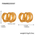 Multi-Line Pumpkin Hoop Stud Earrings Gold Or Steel view 7
