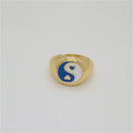 Gold Tone Heart Yin Yang Adjustable Signet Rings in Four Colors view 3