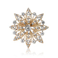 Crystal Starburst Flower Brooch Gold or Silver Filigree Pin view 5