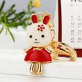 Enamel Princess Dress Rabbit Keychains in Three Pictured Colors view 2