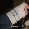 Silver Tone Clear Crystal Bow Slider Bracelet With Unlisted Green Style view 4