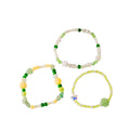 Green Clear White Mixed Bead Stretch Bracelet Cube view 5