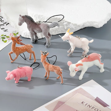 Flocked Resin Farm Animal Charms Horse Deer 6 Styles