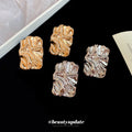 Wrinkled Rectangle Stud Earrings in Gold and Silver Tone view 2