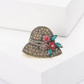 Crystal Cloche Hat Brooch with Floral Trim in Four Colors view 7