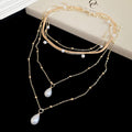 Layered Chain and Teardrop Pendant Necklace Statement Fashion Jewelry view 6
