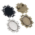 Oval Vine Frame Brooch Settings in Four Metal Tones view 5