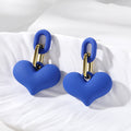 Matte Macaron Heart Drop Earrings Gold Links 12 Colors view 8