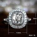 Silver Cushion Clear CZ Double Halo Split Shank Ring view 5