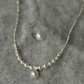 Silver Graduated Pearl Crystal Center Drop Necklace Single Style view 1