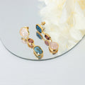 Asymmetric Crystal Glass Stone Drop Earrings Gold Or Steel view 4