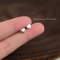 Silver Tone Mirror Polished Mini Open Heart Stud Earrings view 4