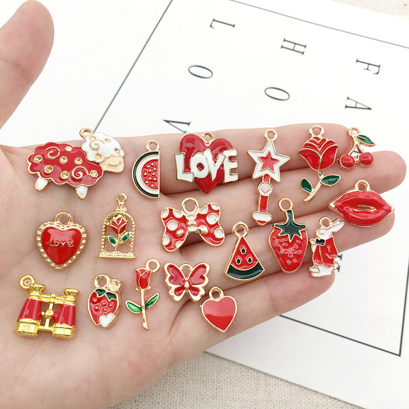 Red Enamel Zinc Alloy Hairtail Fish Animal Charm Pendant for DIY Necklace Bracelet