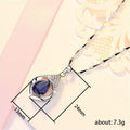 Silver Tone Blue Teardrop Pendant Necklace With Geometric Chain view 5