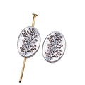 Oval Tree Pattern Spacer Beads in Detailed Metal Finishes for Jewelry Making view 3