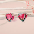 Clear Resin Red Pressed Flower Heart Stud Earrings view 1