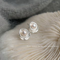 Silver Tone Layered Irregular Pearl Like Round Stud Earrings view 3