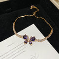 Purple Crystal Slider Bracelets Butterfly and Square view 8