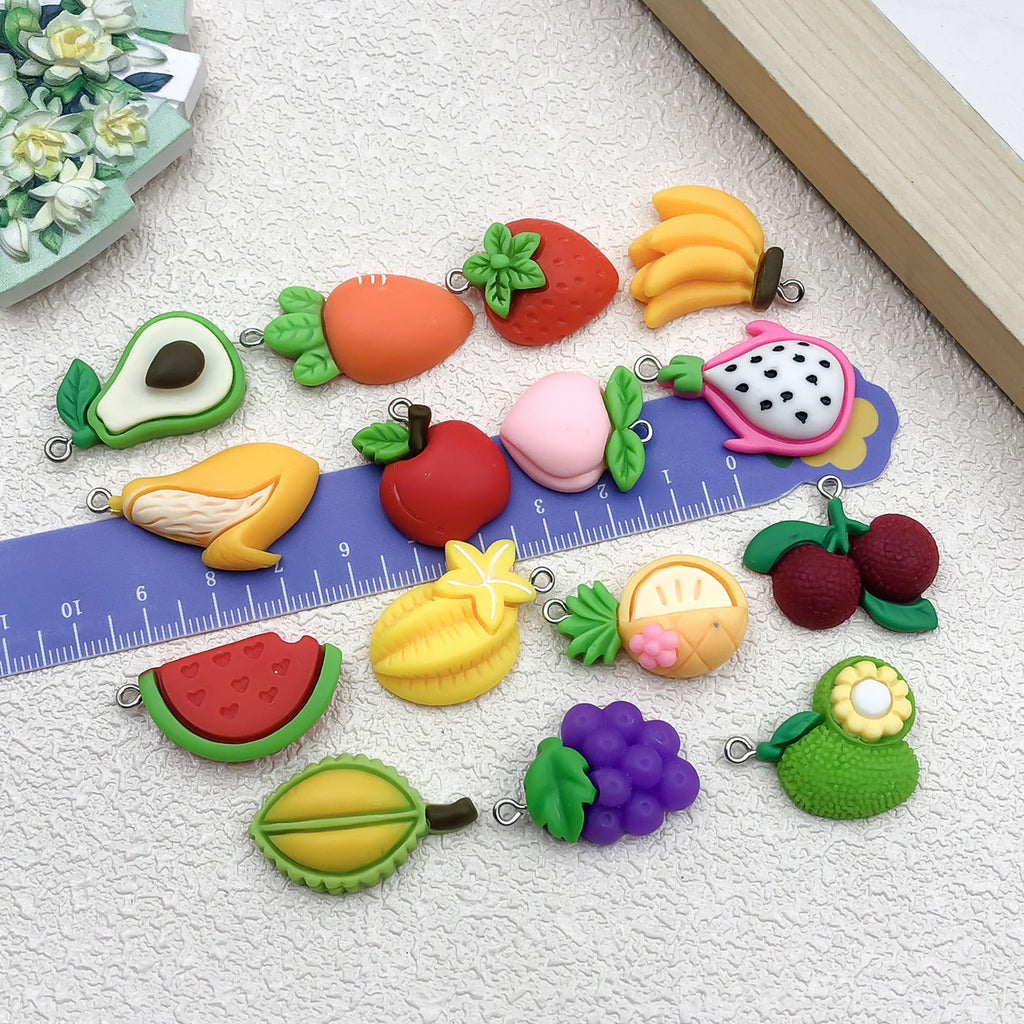 Acrylic Avocado Watermelon Lemon Banana Fruit Charm Pendant for DIY Bracelet Necklace