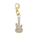 Rhinestone Electric Guitar Charm Lobster Clasp Gold Silver view 5
