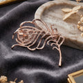 Feather Brooch Cat Eye Stone Crystal Rose Gold Silver view 3