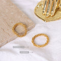 Textured Ripple Stack Petal Band Ring Gold Tone Sizes view 2