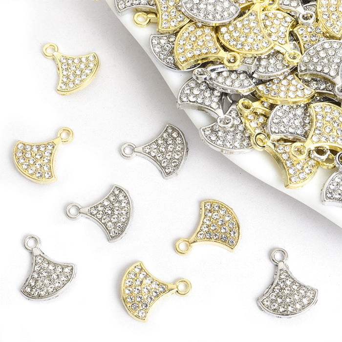Clear Crystal Skirt Metal Jewelry Charms, 2 Finishes