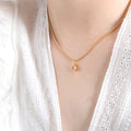Gold Square Stone Pendant Necklace Pink Clear Blue Red view 6