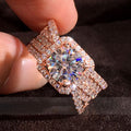 Rose Gold Tone Wide Pavé Ring with Round Center Stone view 2