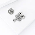 Black Eye Crystal Owl Brooch With Faceted Crystals And Polished Metal Details view 4
