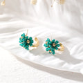 Gold Tone Triple Flower Small Hoop Earrings in Five Colors view 3
