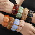 Wide Resin Stretch Bracelet Gold Spacers Multicolor view 2