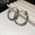 Multicolor Crystal Hoop Earrings In Silver And Gold view 6