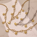 Star Moon Charm Necklace Bracelet Set Two-Tone Steel view 3