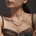 Colorful Glass Bead Freshwater Pearl Boho Necklace Strand view 1