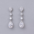Round Teardrop Clear Stone Drop Earrings Metal Jewelry Design view 2